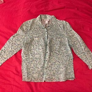 Ann Taylor Loft Cotton Floral Button Down Size 10 Excellent Condition!